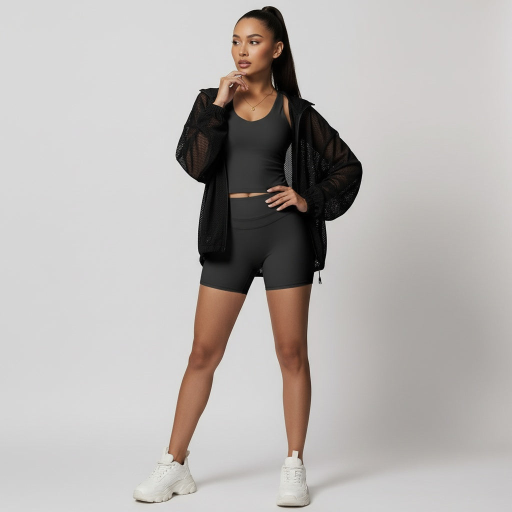 Lovin’Lola Fitness Set Lolo – stylisches, bequemes Sportoutfit in Anthrazit, bestehend aus Top und Leggings, perfekt für Yoga, Workout oder Alltag.