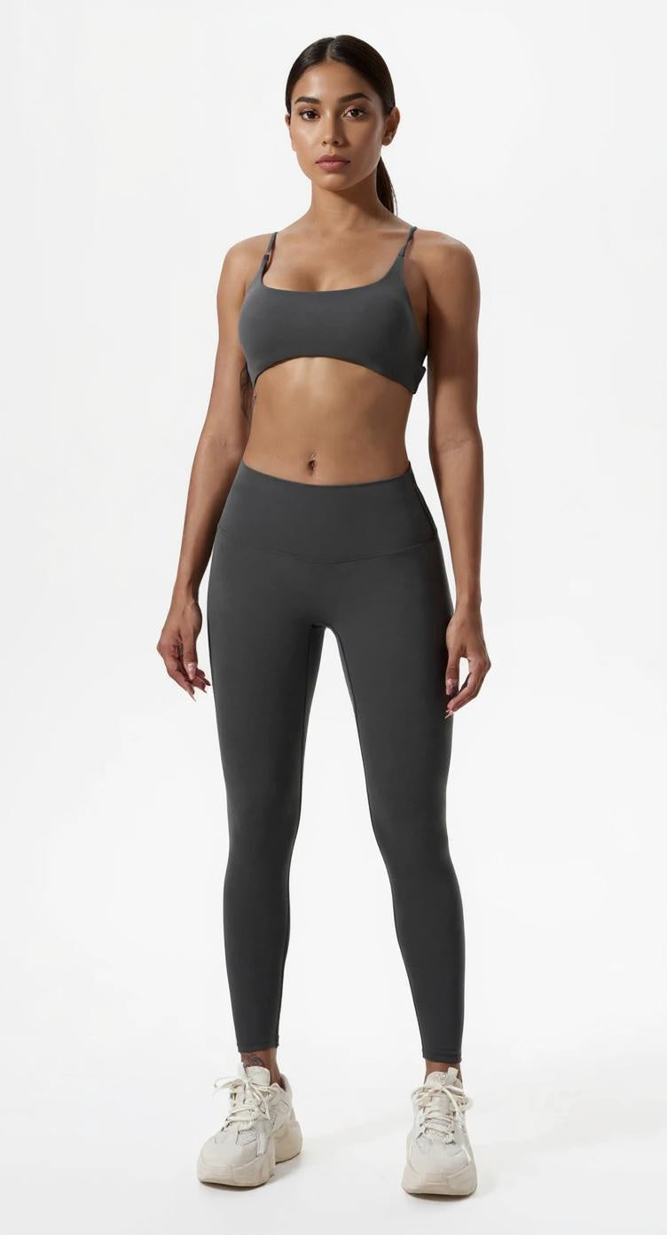Fitness Set Elea Damen Anthrazit – Sport BH & High Waist Leggings / Women’s anthracite fitness set Eleanor – sports bra and high waist leggings